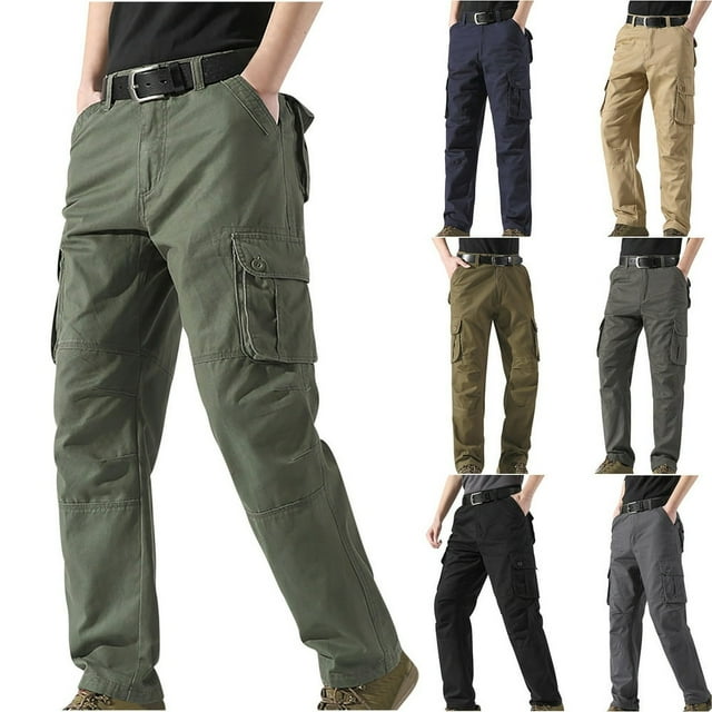 Men Cargo Pants Clearance Fall and Winter Multi Pocket Christmas Gift Solid Navy Pants for Men Size 2XL