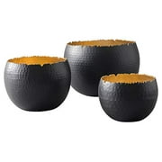 Signature Design by Ashley - Claudine Bowls - Set of 3 - Rustic Chic - Black/Gold Finish