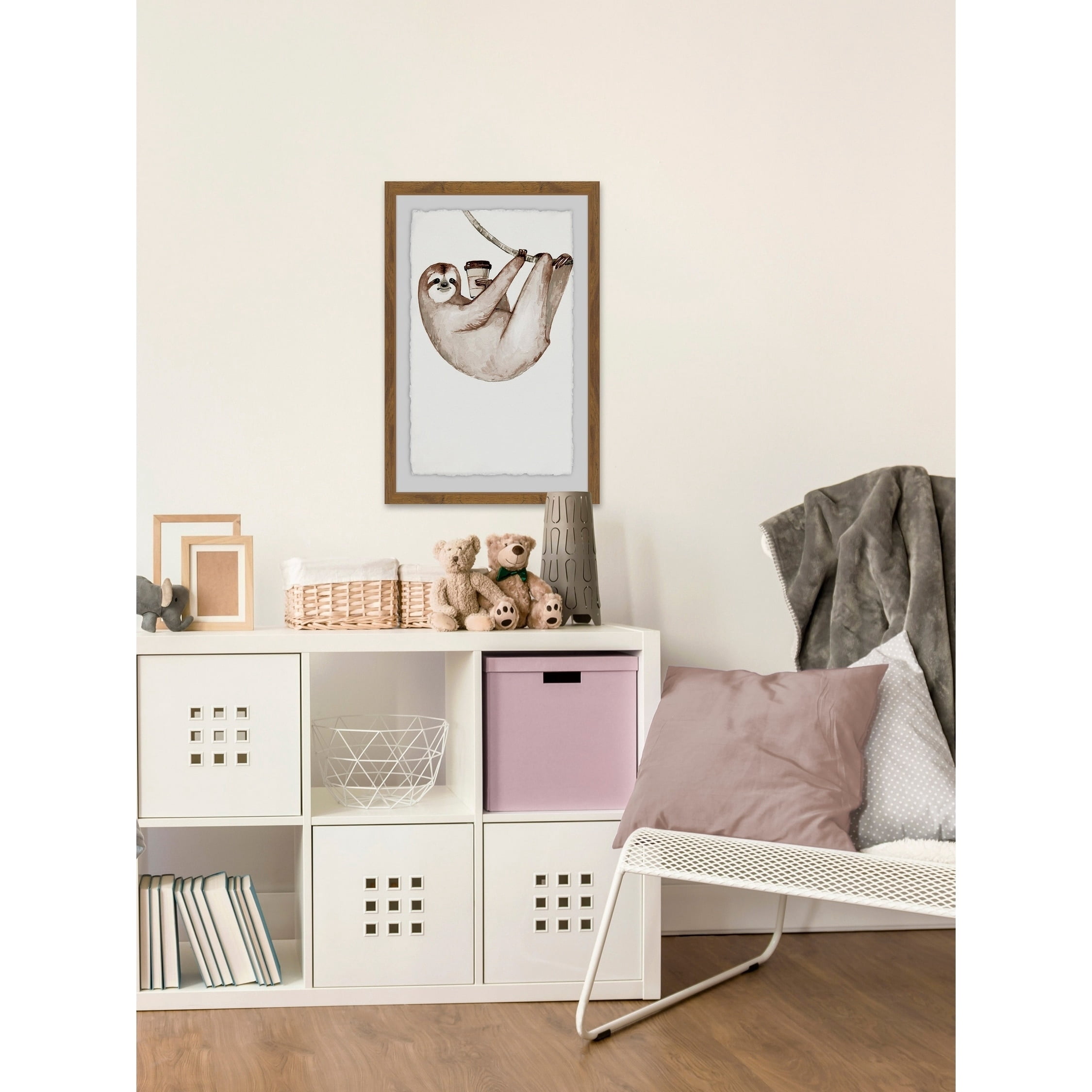 Sloth Coffee Framed Painting Art Print, 16.00" x 1.50"