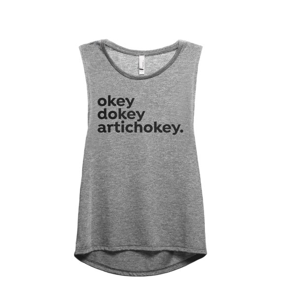 Okey Dokey Artichokey Women's Fashion Sleeveless Muscle Workout Yoga Tank Top Heather Grey Grey 2X-Large