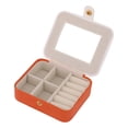 thumbnail image 3 of Unique Bargains Portable Mini Faux Leather Organizer Jewelry Box with Button Orange, 3 of 7