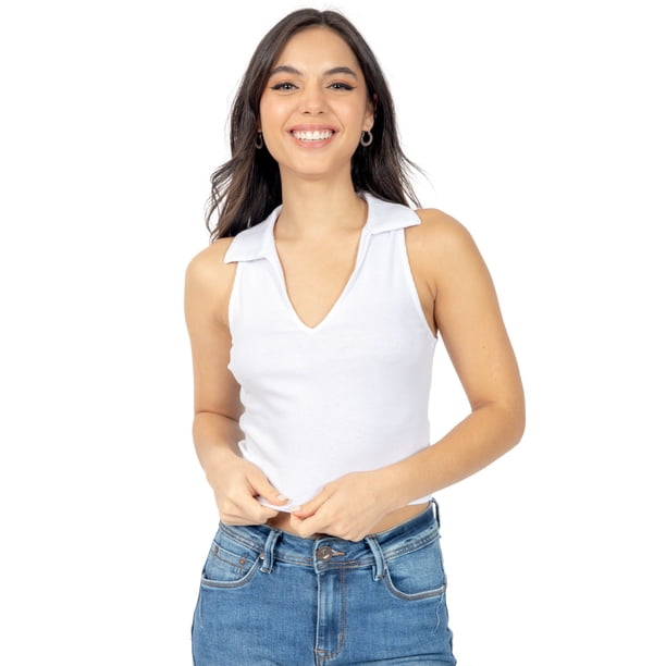 CROP TOP PARA MUJER QUARRY CON ESPALDA NADADOR Y CUELLO EN V