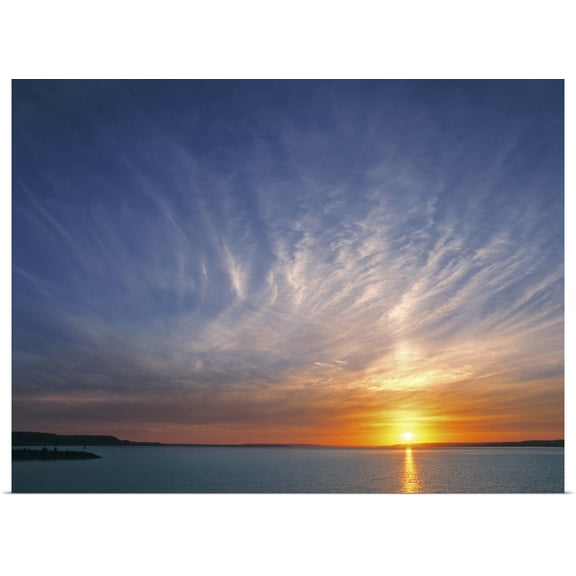 Great BIG Canvas | Rolled Ric Ergenbright Poster Print entitled North Dakota, Lake Sakakawea. Sunset