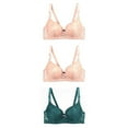 thumbnail image 2 of Elainilye Fashion Underwire Bras for Women Plus Size Underwear Supportive Bras with Lace Thin Large Soft Daily 3PC Bra,Brown, 2 of 3