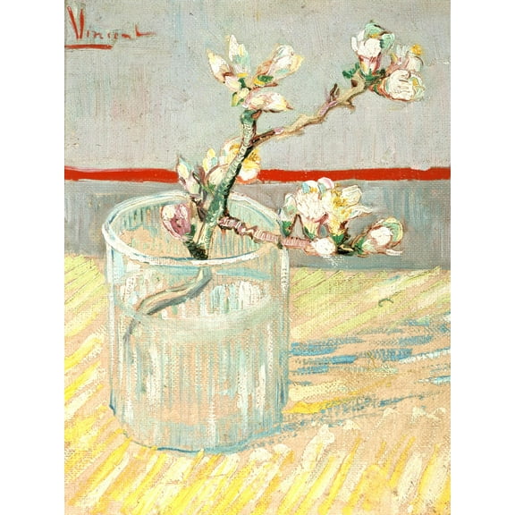 Art.com Sprig of Flowering Almond Blossom in a Glass, 1888 Giclee Print by Vincent van Gogh, 18" x 24"