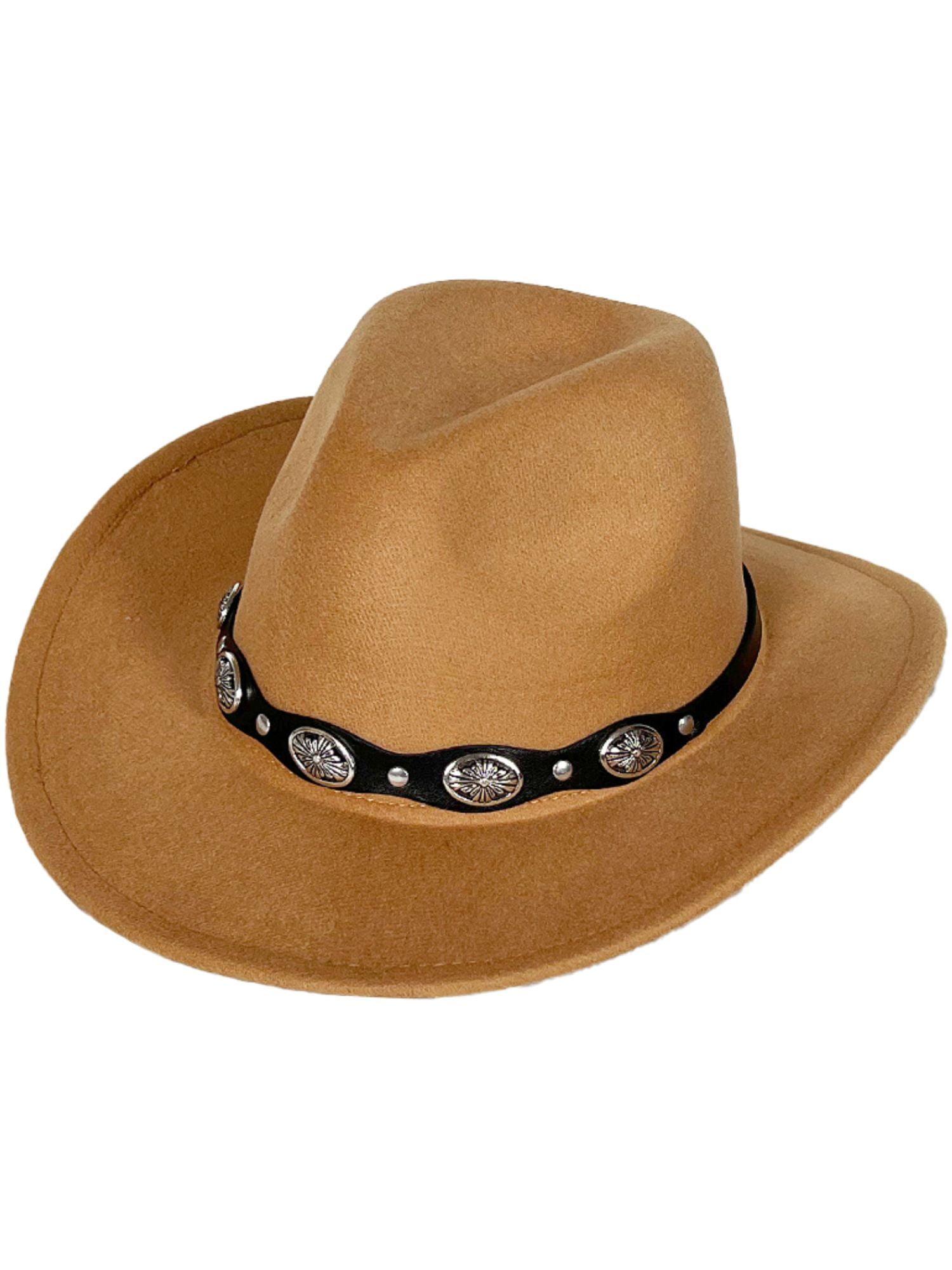 Ginsiom Women Men Cowboy Cowgirl Hats Felt Wide Brim Western Hat with