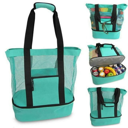 

Sioweci Outdoor Travel Picnic Bag with Detachable Cooler Mesh Beach Bag for Women Men Insulated Ice Bag Foldable Organizer Net Storage Bag for Camping Outdoor Picnic Black