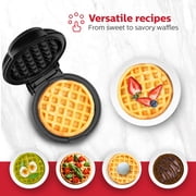 Holstein Housewares Personal/Mini Waffle Maker, Non-Stick Coating, Black- 4-inch Waffles in Minutes, Hash Browns, Keto, Snacks, Sandwich, Eggs, Easy to Clean