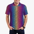 thumbnail image 2 of Balery Leopard Neon Rainbow Gradient Printed Men’s Short Sleeve Polo Shirt, Midweight Men's Shirt,Golf Polo shirts -Large, 2 of 8