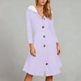 thumbnail image 1 of TaTaai Women's Spring Fall Hooded Dress Long Sleeve Jacquard Button with Faux Fur Collar Solid Color Casual Knit Cardigan Style Gift, 1 of 6