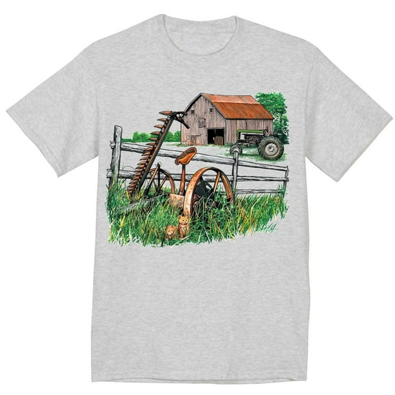 Farm Scene Farming Equipment Farmer T-shirt Mens Graphic Tees Clothing Apparel