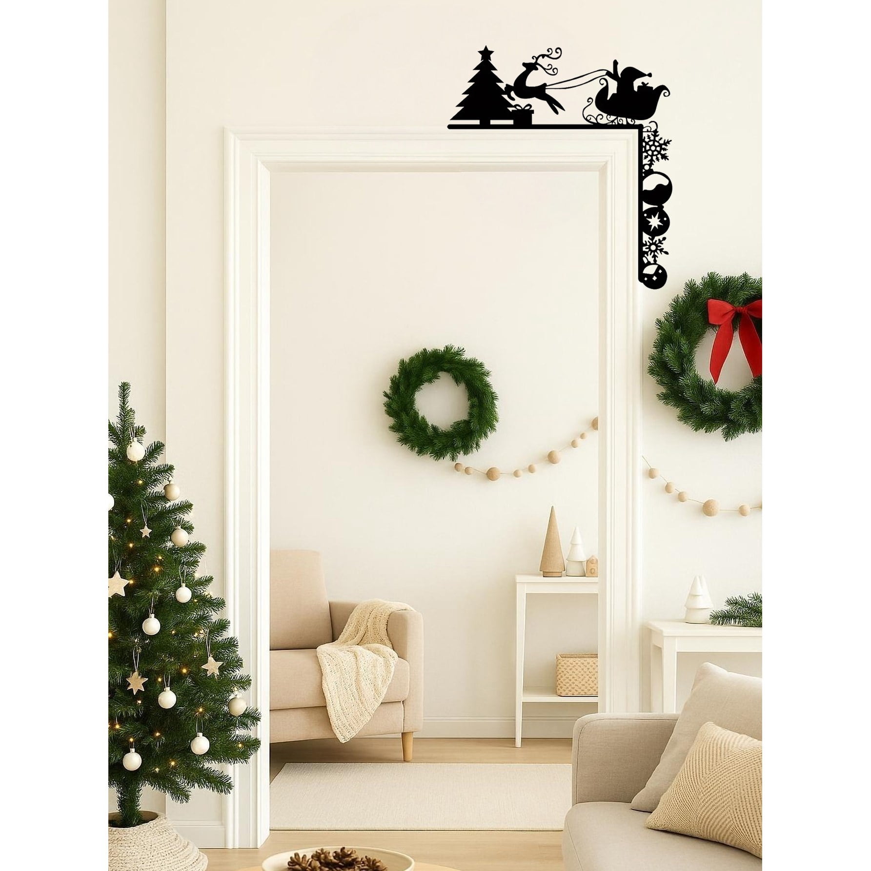 Astoutdoor Vintage Iron Sleigh Wall Decor, Rustic Farmhouse Christmas Wall Hanging, 8.66 in x 7.87 in