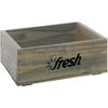 Hubert Rectangular Weatherwood Stained Wood Crate With Fresh Logo - 14 3/4"L x 11 1/4"W x 5 7/8"H