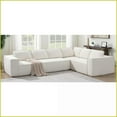 thumbnail image 2 of 129.5” Minimalist 6-Seat Modular Sectional Sofa - Wrinkle-Resistant Chenille Living Room Couch, No Assembly | Chenille | Square Arms | Pillow Back, 2 of 25