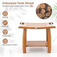 thumbnail image 5 of Gymax Teak Wood Shower Bench 2-Tier Wooden Shower Stool w/ Curved Seat Handles Small, 5 of 10