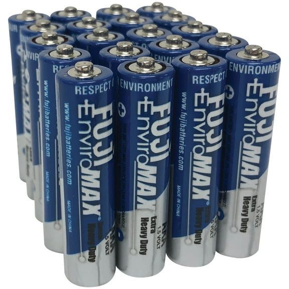 Fuji EnviroMAX Extra Heavy-Duty Single Use 1.5V Zinc AAA Battery for Clocks, LED Flashlights, and Remotes (20-Pack)