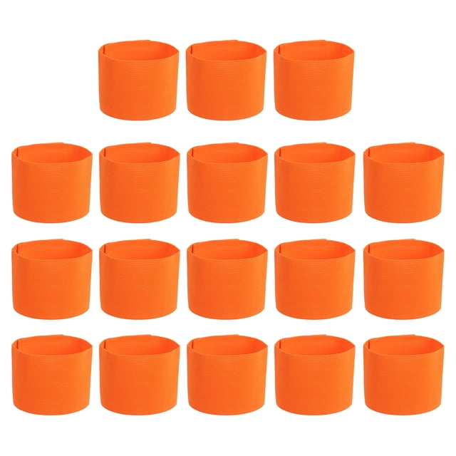 Uxcell 18Pcs Brazalete de Capitán de Fútbol Elástico para Equipos de Fútbol Juvenil y Adulto Naranja