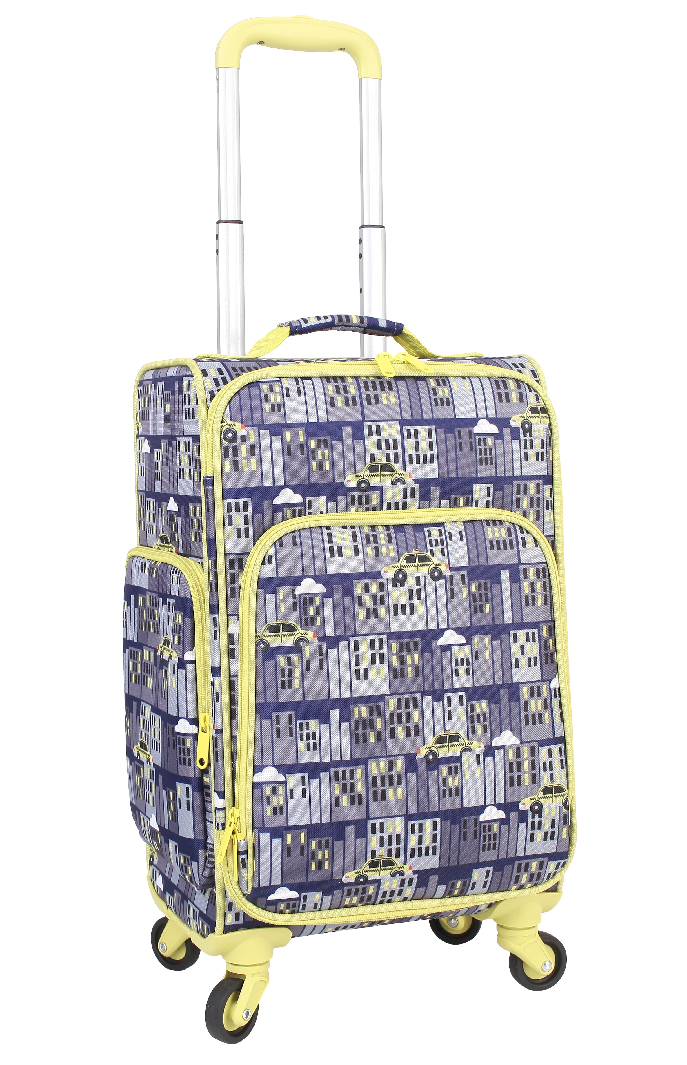 CRCKT Kids Boy 21" Softside Carry-on Luggage With 360 Spinner Wheels, Midnight City, Yellow and Black Taxi