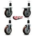 thumbnail image 2 of 5 Inch Maroon Poly Swivel 1-1/2 Inch Expanding Stem Caster Set 2 Brakes, 2 of 2