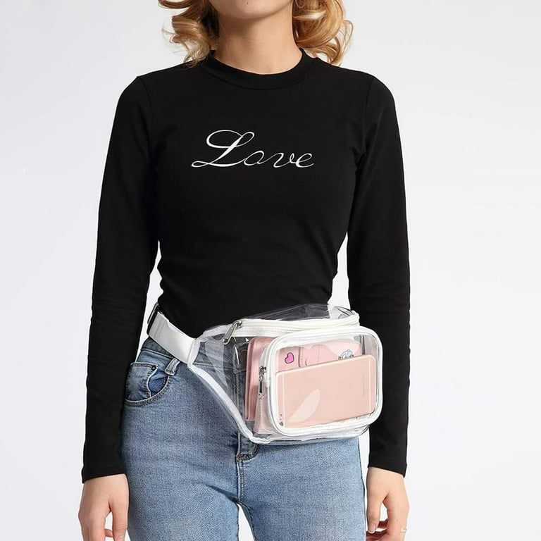 Clear Fanny Pack Stadium Approved Clear Belt Bag for Women Men Plus Size Transparent Waist Bag with Adjustable Strap for Concerts Sporting Events