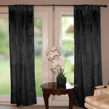 Velvet Embossed Victorian Damask Curtain Panel 54 Inch Wide