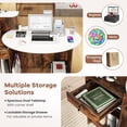 thumbnail image 4 of Reception Desk, Retail Checkout Counter with Lockable Drawer and Open Shelves, Wooden Front Desk Reception Counter, Desktop & Counter for Store Office Lobby Salon, 4 of 9