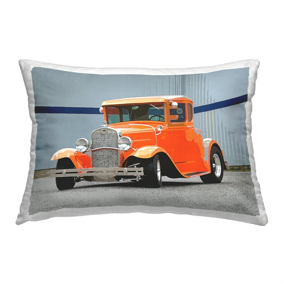 Stupell Industries Orange Antique Car Decorative Printed Throw Pillow, 14 x 20