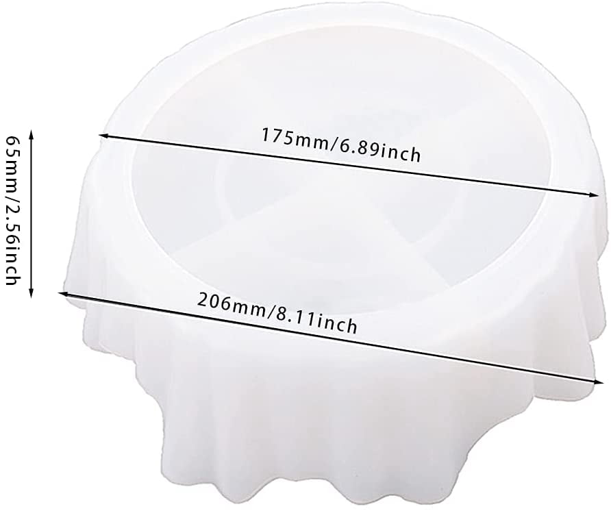 ABCISI Large Bowl Resin Mold, 8'' Round Silicone Molds for Resin, Plaster, Concrete Cement, Wave Edge Tray Casting Epoxy Mold, DIY Succulent Pot Planter