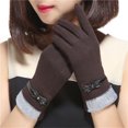 thumbnail image 4 of Guantes de terciopelo con lazo para mujer, cálidos, con pantalla táctil, ajustados, para otoño e invierno, estilo coreano, 4 of 5