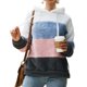 thumbnail image 1 of Sudadera con capucha de felpa para mujer, sudadera con capucha cálida y difusa con bloques de color y cordón para invierno, azul, rosa y gris M, 1 of 5