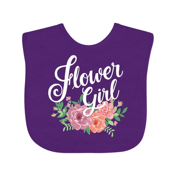 Inktastic Flower Girl Hand Lettering with Flowers Illustration Girls Baby Bib