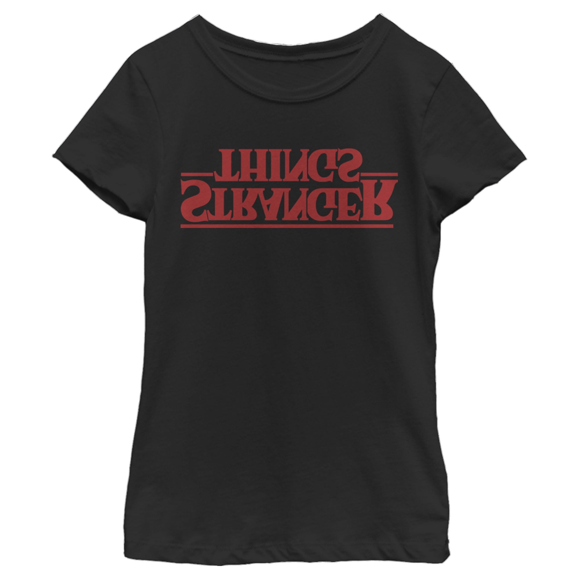 Girl's Stranger Things Upside Down Logo  Graphic Tee Black X Small