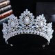 thumbnail image 3 of Granjero Gordo Tocado de princesa para novia, corona, adorno para el cabello con diamantes de imitación de cristal, decoración para fiesta de disfraces (verde claro), 3 of 4