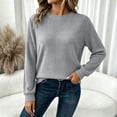 thumbnail image 4 of Oiangi Crew Neck Sweater for Women Long Sleeve Soft Knitted Shirts Fall Base Layer Pullover Basic Jumper Tops Gray 2XL, 4 of 9