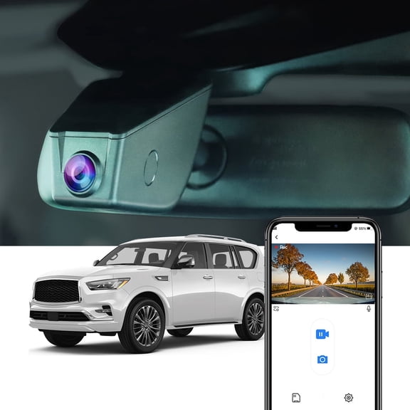 Fitcamx 4K Dash Cam for Infiniti QX80 2021-2023 (HD2-6275), OEM Look WiFi, Night Vision, Loop Recording,Plug & Play, 64GB
