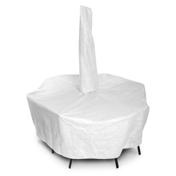 KoverRoos 11351 Weathermax Large Dining Set Cover with umbrella hole, White - 108 L x 82 W x 28 H in.
