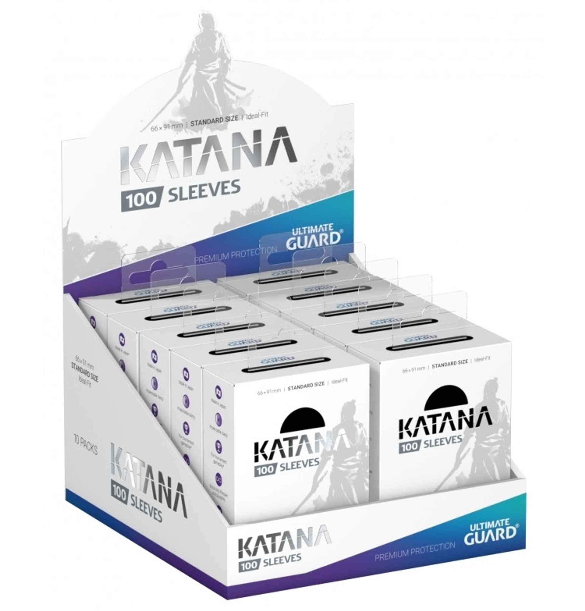 Ultimate Guard Katana Black Standard Size Card Sleeves Display Box [10 Packs]