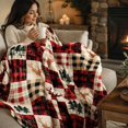 thumbnail image 3 of Rustic Christmas Flannel Throw Blanket,  Plaid Patchwork  Blanket with Deer Antler  Tree, Soft Lightweight Holiday Throw for Couch Sofa Bed, Winter Xmas Home Decor for Living Room-A, 3 of 4