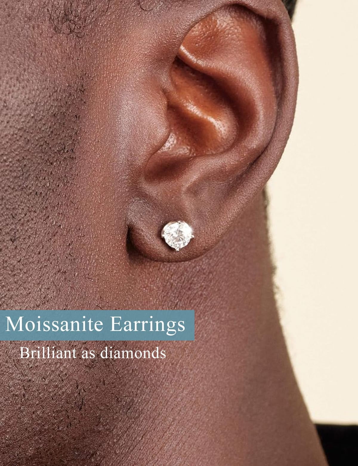 Moissanite Stud Earrings, 0.2ct-8.0ct D Color VVS1 Clarity Round Cut Lab Created Simulated Diamond Earrings, 14K White Gold Plated Silver Earrings for Women Men