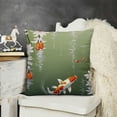 thumbnail image 2 of YINGXI  Koi Fish Throw Pillow Cushion Cover, Japanese Koi Fish Painting Style Hanging Cherry Flowers Floating Leaves, Decorative Square Accent Pillow Case, Orange White 18x18in, 2 of 5