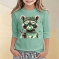 thumbnail image 2 of XUELUO Big Girls T-Shirts Crew Neck Long Sleeve Cartoon Bear Print Tee Cute Playful St Patrick'S Day Spring Kid Loose Tshirts, 2 of 4