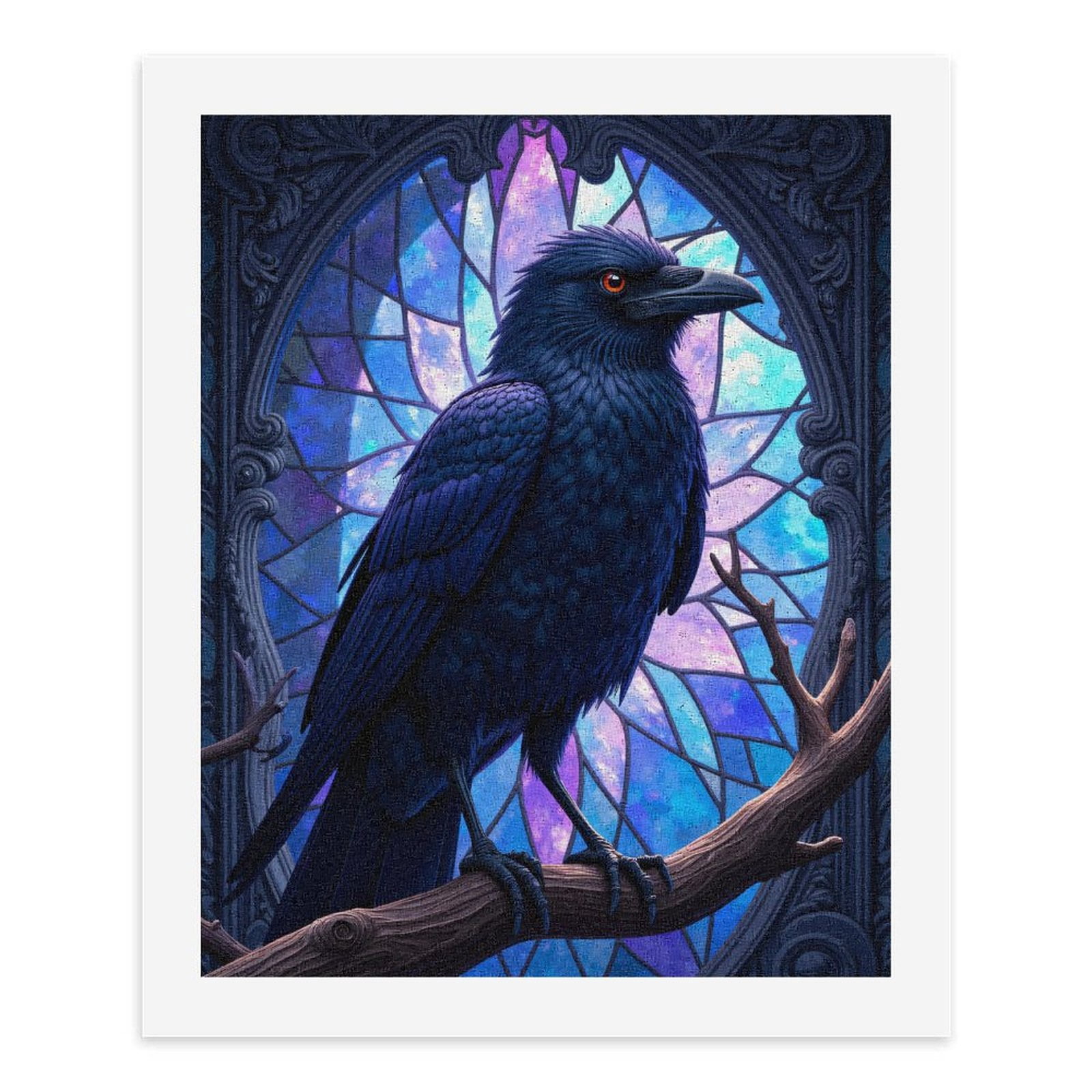 Paint By Numbers Kit for Adults Beginner - DIY Raven Stained Glass Art Deco Canvas Painting Kits for Adults, Frameless Paint By Number for Adults for Home Wall Decor 16x20 Inch
