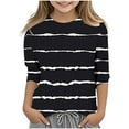 thumbnail image 1 of Splozh Chandails à Manches Longues Fille Décontracté Col Rond T-Shirt à Manches Trois Quarts Régulier Basique Haut à Manches 3/4 Noir, 4-5 Ans, 1 of 5