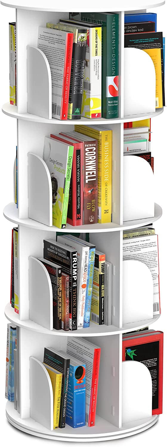 CQQYH Bookshelf Revolving Bookcase Spinning Book Shelf 4 Tier 18.2