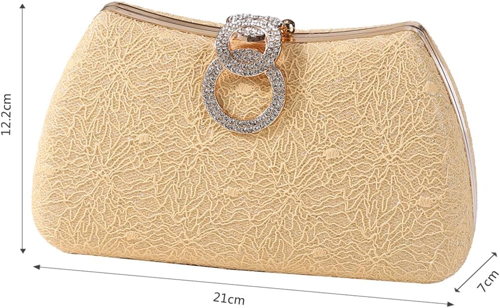 Women's Fashion Evening Bag Rhinestone Decrated Clutch Handbag with Chain