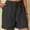 Black, variant on Women's Cotton Linen Shorts Solid Color Comfortable Elastic Wide Leg Casual Shorts