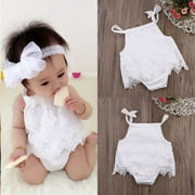 Infant Baby Girl Flower Lace Romper Bodysuit Sunsuit Jumpsuit Outfit Set Clothes