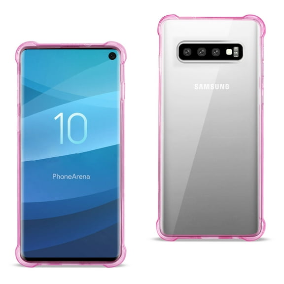 Reiko Samsung Galaxy S10 Clear Bumper Case with Air Cushion Protection in Clear Hot Pink