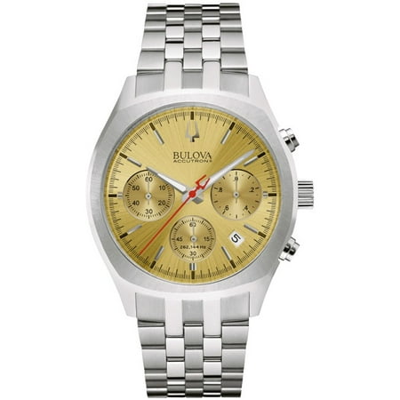 Bulova Mens Accutron II Chronograph Stainless Steel Case and Bracelet Gold Dial Silver Watch - 96B239