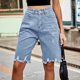 thumbnail image 5 of Jean Shorts Mujeres Casual Cintura Bolsillo Sólido Jeans Medio Shorts, Poliéster para la Calle de Primavera Verano Y el Uso Diario, 5 of 9